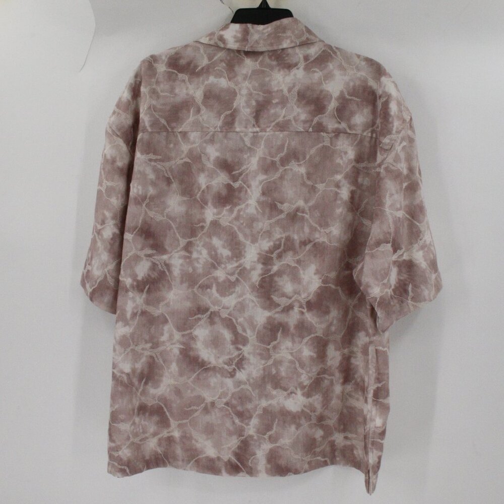 zara shirt men's XL Jacquard tye dye short sleeve button up embroidered camp - Picture 10 of 15